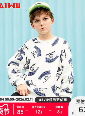 艾艾屋男童上衣潮流冬季新品大童青年炸街潮款套头卫衣TLWD02