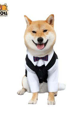 独家手工宠物狗狗可定制柴犬柯基结婚礼服马甲衬衣假两件不含外套