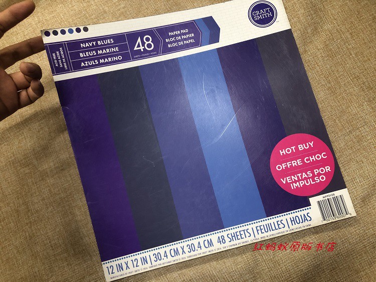 原单 DIY手工素材 手账剪贴卡纸Craft Smith Navy Blues 12寸48张