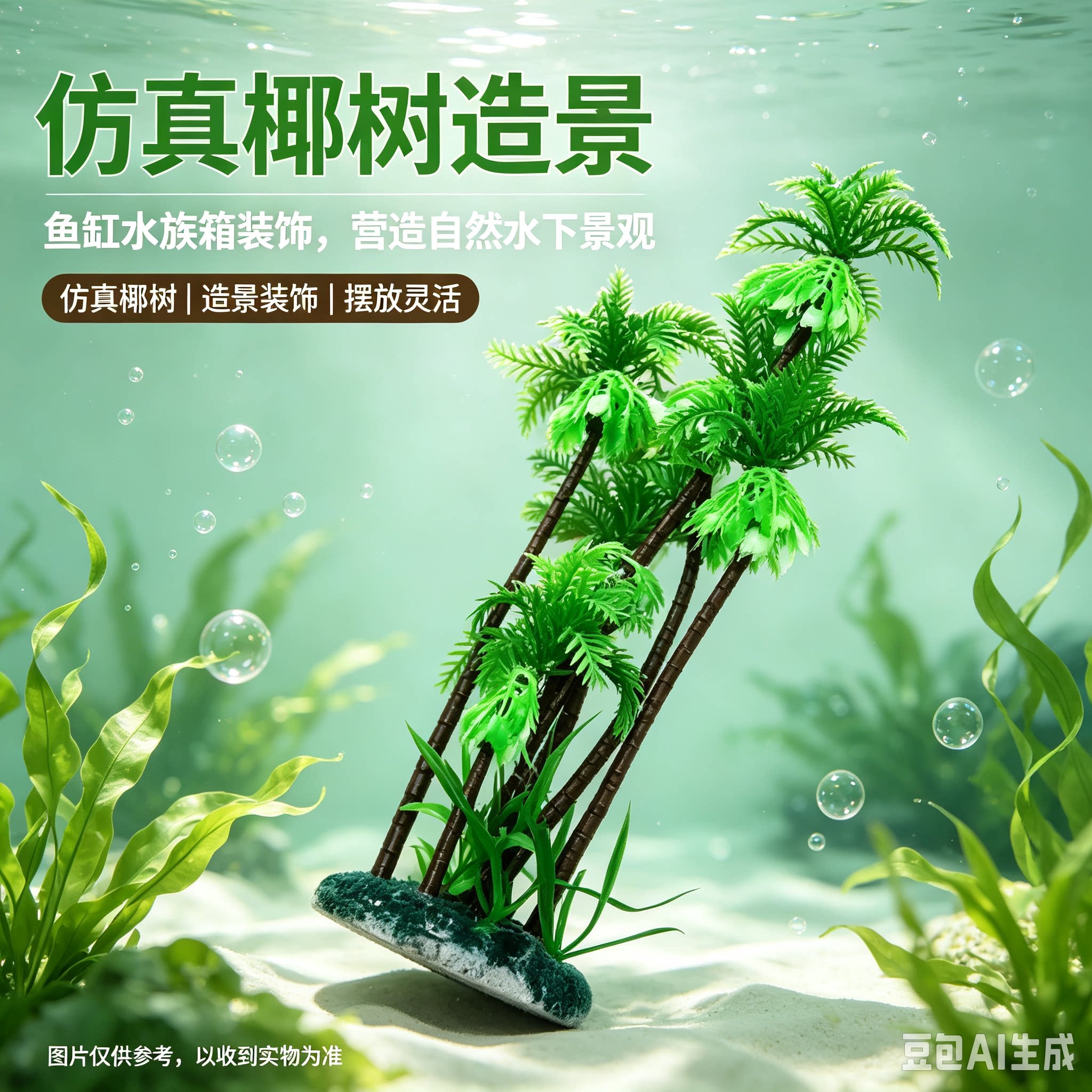仿真椰树绿植摆件 蜥蜴守宫爬宠箱微景观造景装饰水草