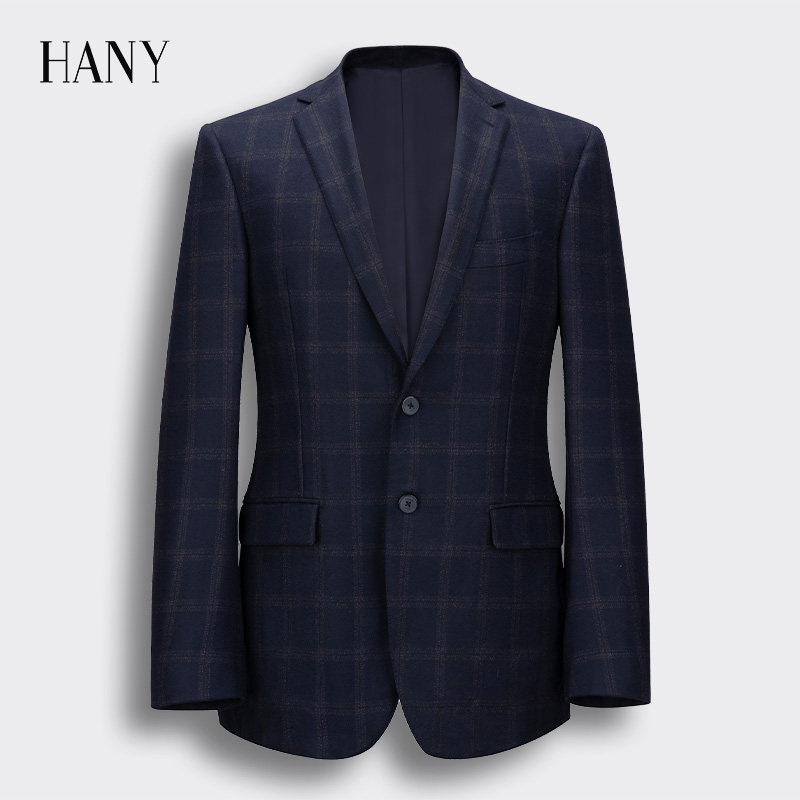 【断码清仓】HANY汉尼西服男高级感蓝色修身格纹商务休闲西装上衣,男装,休闲西服,淘宝优惠券,粉丝福利购,淘宝优惠卷