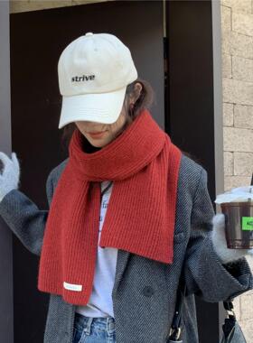 极优直播跨境韩系纯色围巾百搭毛线针织围脖韩国冬季情侣男女款潮