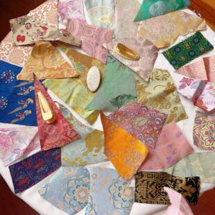 真丝宋锦云锦蜀锦香云纱刀口布发夹料大礼包手工DIY 纹样随机