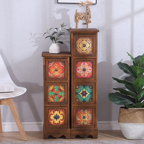 实木床头柜卧室美式五斗柜覆古中古九主卧床尾边柜柜子收纳柜