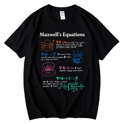 红韩Maxwell麦克斯韦方程公式物理学纯棉短袖T恤男女夏装体恤科研