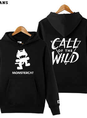 红韩电音猫 Monstercat 怪兽猫 猫厂 套头卫衣连帽 休闲外套 男女
