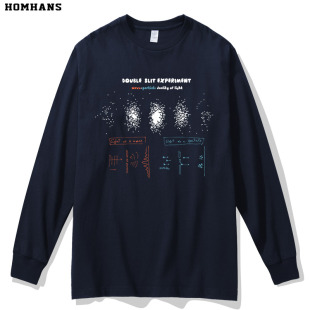 光学物理学波粒二象性科教趣味全棉长袖T恤秋冬休闲上衣打底衫男