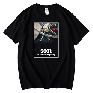 红韩2001太空漫游科幻电影怀旧复古直喷透气印花纯棉短袖T恤宽松