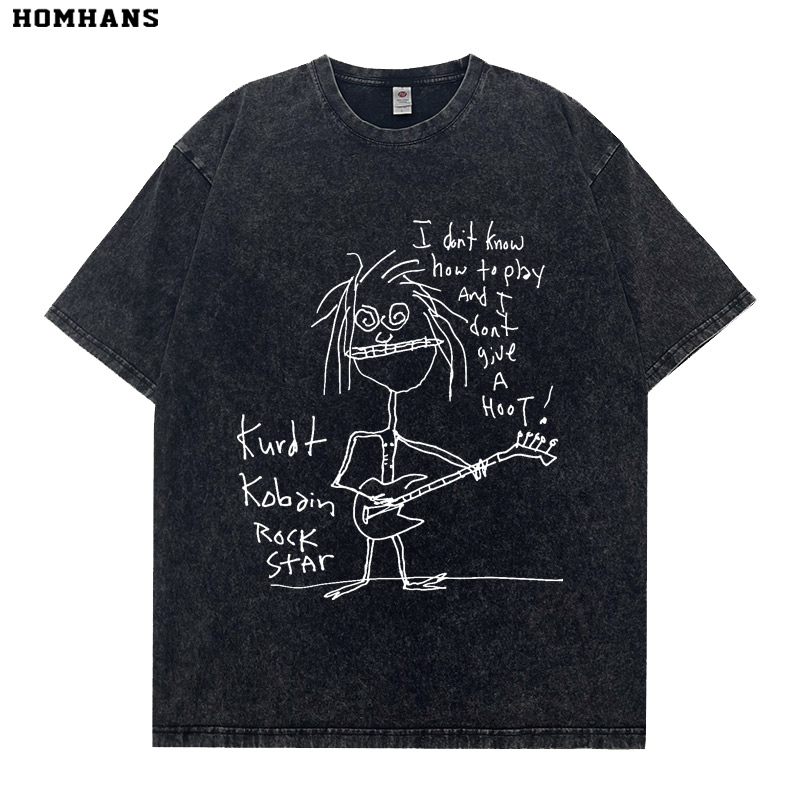 水洗黑印花短袖T恤Nirvana纯棉