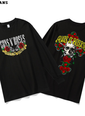 红韩Guns'N'Roses枪炮与玫瑰枪花乐队摇滚纯棉长袖T恤男宽松秋装
