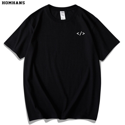 编程简约印花衣服重磅纯棉短袖