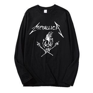 红韩Metallica重金属乐队长袖T恤 怀旧周边 摇滚ROCK纯棉秋装上衣