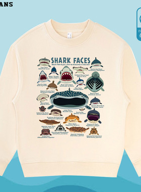 儿童纯棉卫衣 SHARK FACES 鲨鱼脸卡通动物海洋馆 男童女童上衣