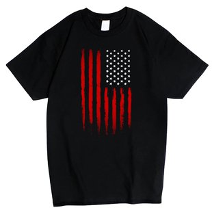 红韩新款美国国旗T恤夏季短袖ins创意星条旗男女宽松大码欧版纯棉