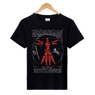 红韩纯棉死侍T恤DEADPOOL电影男士短袖 漫威神盾局特工复仇联盟