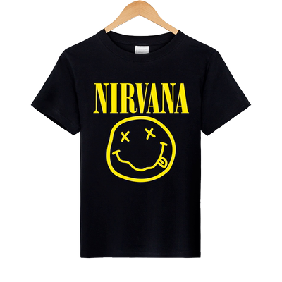 红韩T恤涅槃乐队金属摇滚笑脸