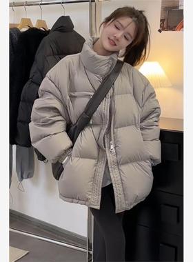 立领鸭绒羽绒服冬季新款2024韩版宽松保暖面包外套今年爆版羽绒服