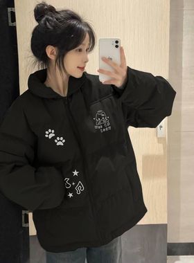 韩版短款加厚保暖羽绒服女新款超好看90白鸭绒黑色面包服百搭外套