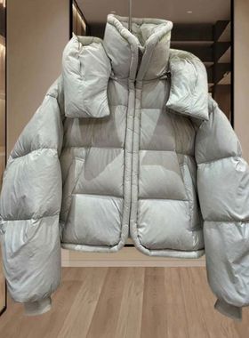 韩版立领连帽棉服女短款2025年冬季新款宽松加厚保暖面包服外套