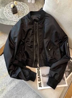 外套黑色欧货夹克女短款上衣飞行服复古休闲2025春新款白色蝙蝠袖