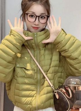 新款轻薄连帽羽绒棉外套2025冬季韩版简约时尚休闲加厚保暖上衣女