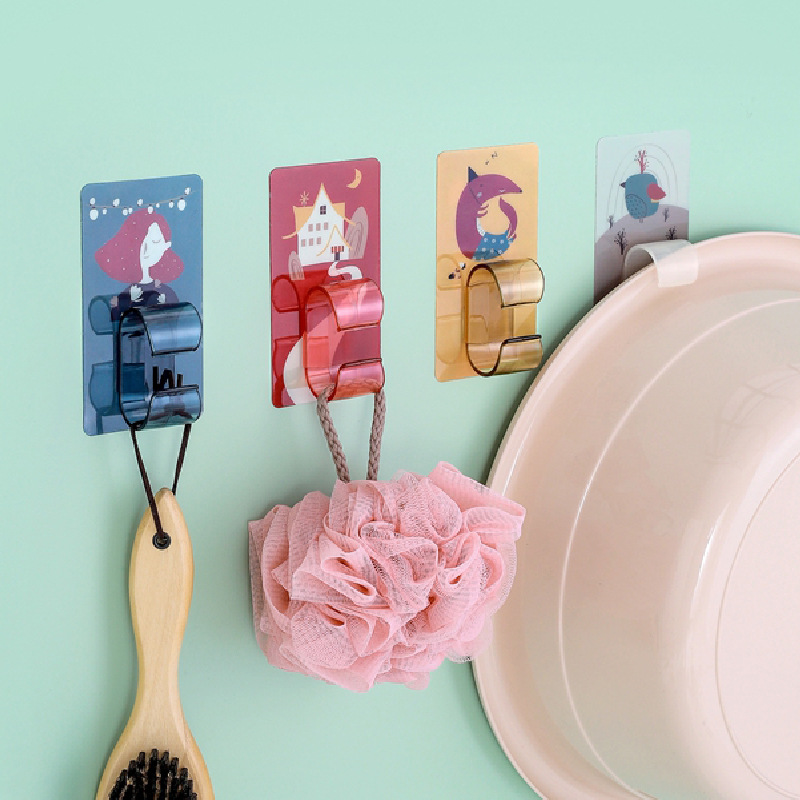 卡通无痕粘贴挂钩免打孔脸盆架