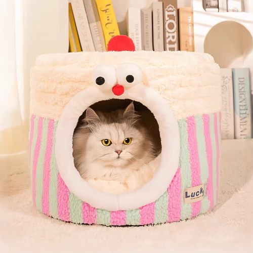 圣诞狗窝猫窝冬季保暖苹果窝猫咪半封闭加厚蒙古包安全感冬天宠物