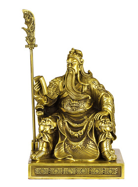 纯铜看书关公摆件办公室关公装饰品家居客厅铜制工艺品摆件铜关公