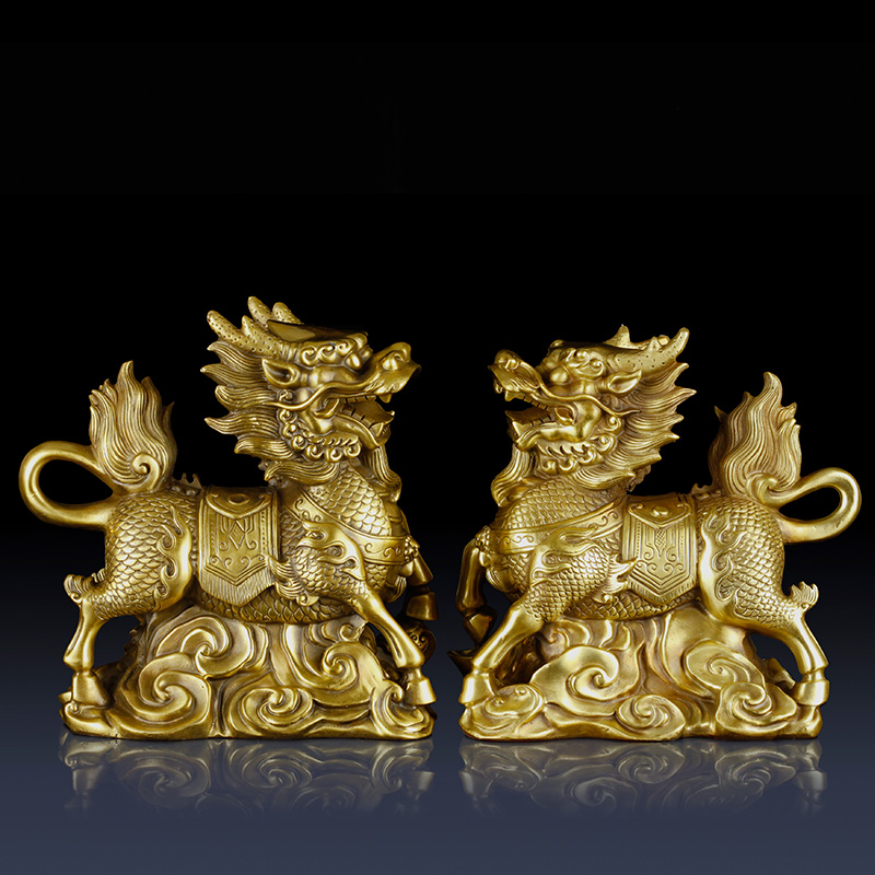 纯铜招财工艺品客厅麒麟摆件