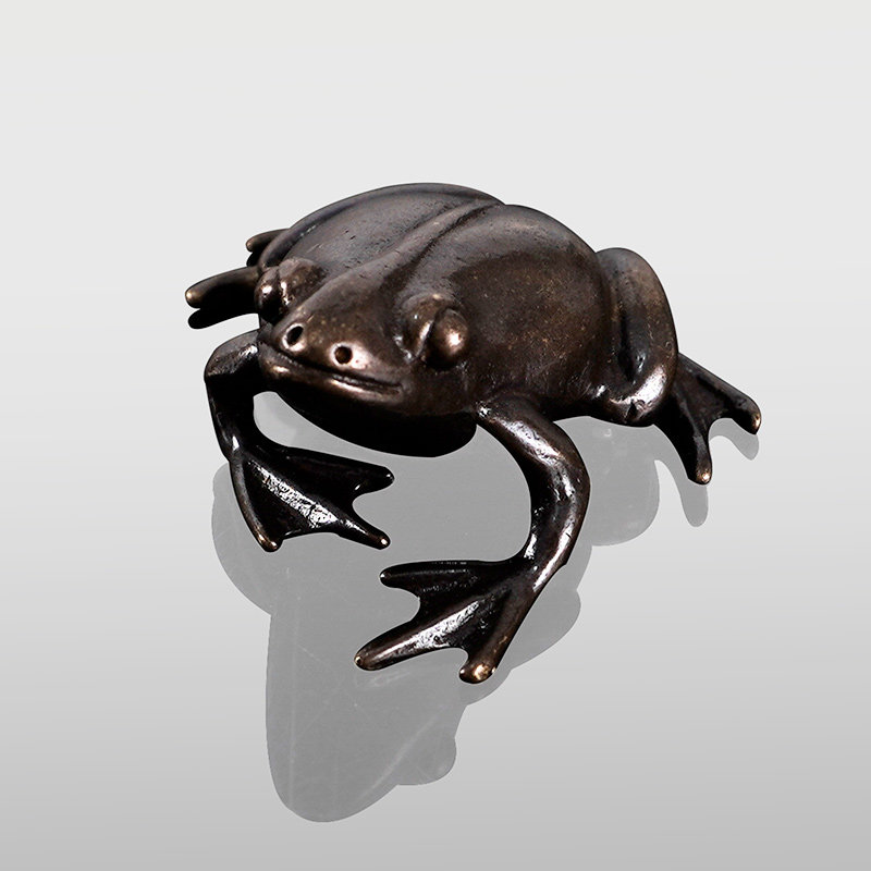 纯黄铜小青蛙摆件创意蛤蟆家居中式办公室桌面小摆件工艺品铜蛙