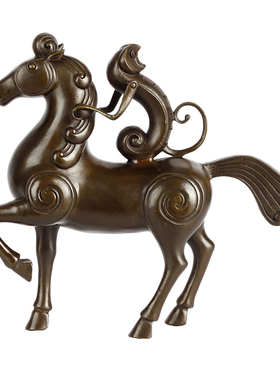 纯黄铜马上封侯摆件铜猴骑马摆件办公室装饰品客厅饰品铜马上猴