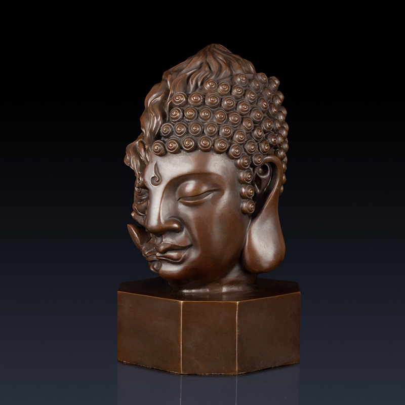 纯黄铜一念之间摆件工艺品半佛半魔礼品书桌办公室家居装饰品礼品