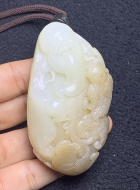 一物一拍 和田玉羊脂白玉财神把件老料子招米米带证书168.61克