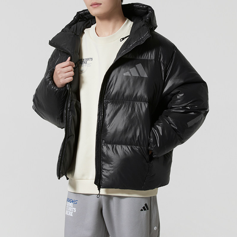阿迪达斯羽绒服男装25冬季新款运动服户外保暖连帽加厚外套KH3980