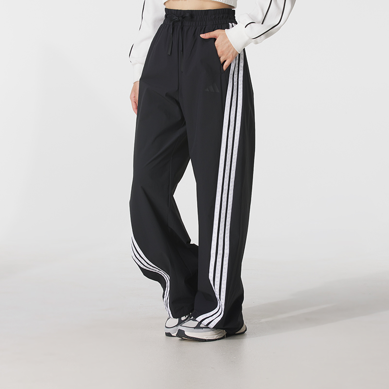 Adidas阿迪达斯长裤女款2025宽松透气直筒裤梭织运动休闲裤KB5224