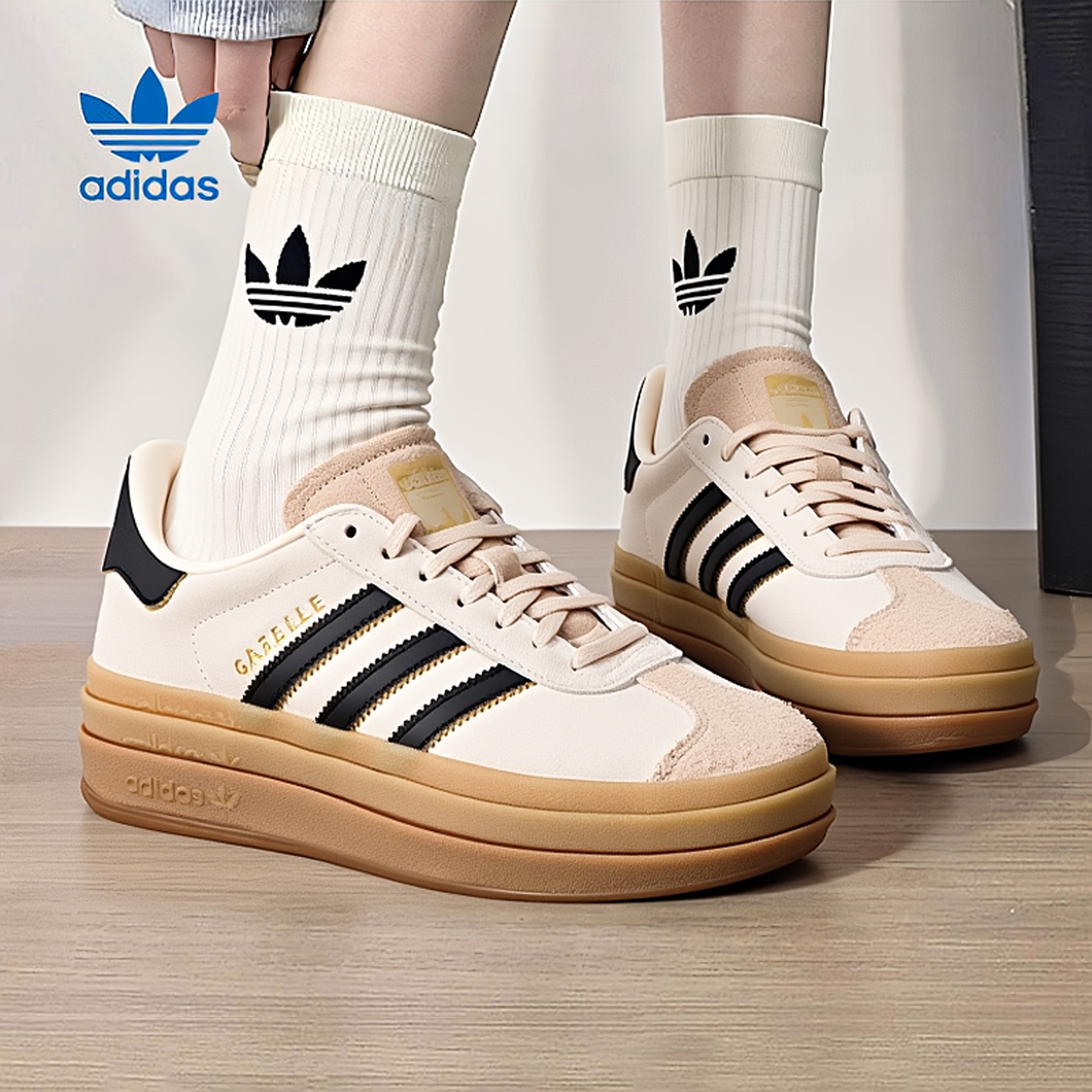 adidas阿迪达斯三叶草女鞋GAZELLE经典运动鞋板鞋德训鞋JS3892