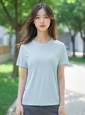 NIKE耐克短袖T恤女天蓝色春夏运动服健身休闲跑步透气半袖FN2799