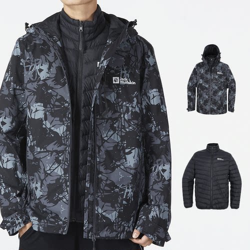 狼爪羽绒内胆三合一冲锋衣男外套