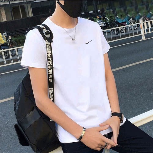 男短袖耐克白色T恤跑步运动服