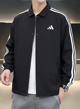 Adidas阿迪达斯男装梭织跑步夹克26春新款运动休闲立领外套KR2499