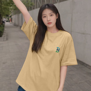 MLBt恤女黄色短袖2026春季新款运动上衣字母印花半袖男3ATSM1643