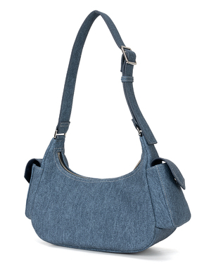 MLB牛仔单肩包新款靛蓝色休闲女包基础系列3ABQM034N
