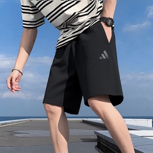 阿迪达斯男裤针织短裤休闲裤2026夏季新款运动跑步健身透气IX1247