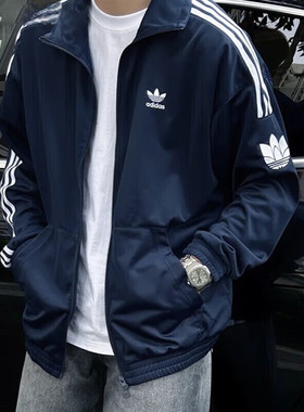 阿迪达斯三叶草立领夹克外套男女装冬季新款梭织轻薄运动服JL8398