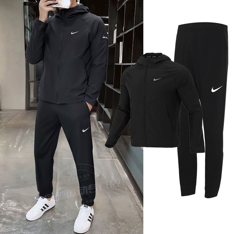 NIKE耐克黑色运动套装男子连帽休闲外套长裤梭织跑步透气两件套,运动服/休闲服装,运动套装,淘宝优惠券,粉丝福利购,淘宝优惠卷