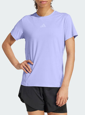 adidas阿迪达斯女装短袖T恤冬季紫色凉感透气运动健身半袖JZ6280