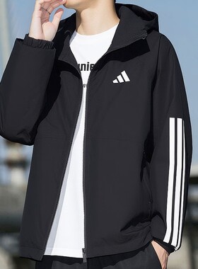 Adidas阿迪达斯男装2026春季新款ESS 3S RAIN H J梭织夹克JM1056
