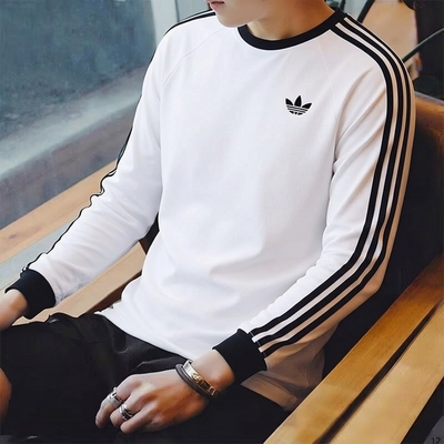 阿迪达斯三叶草男装白色长袖T恤26新款内搭套衫跑步运动服KE3545