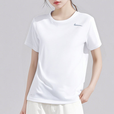 Nike耐克女装白色健身衣短袖T恤速干运动休闲透气半袖IB8899-100