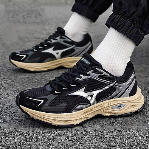 Mizuno美津浓 Racer S 26复刻男女鞋黑白缓震运动慢跑鞋D1GH2235